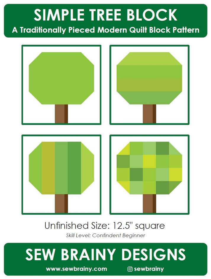 Simple Tree Quilt Block Pattern (PDF) – Sew Brainy Designs